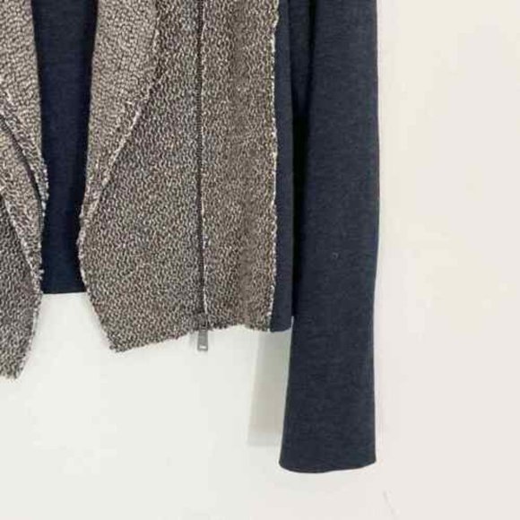 Elie Tahari Gabby Wool Blend Moto Jacket Blazer Asymmetrical Zip Tweed Raw Edge - Picture 9 of 10